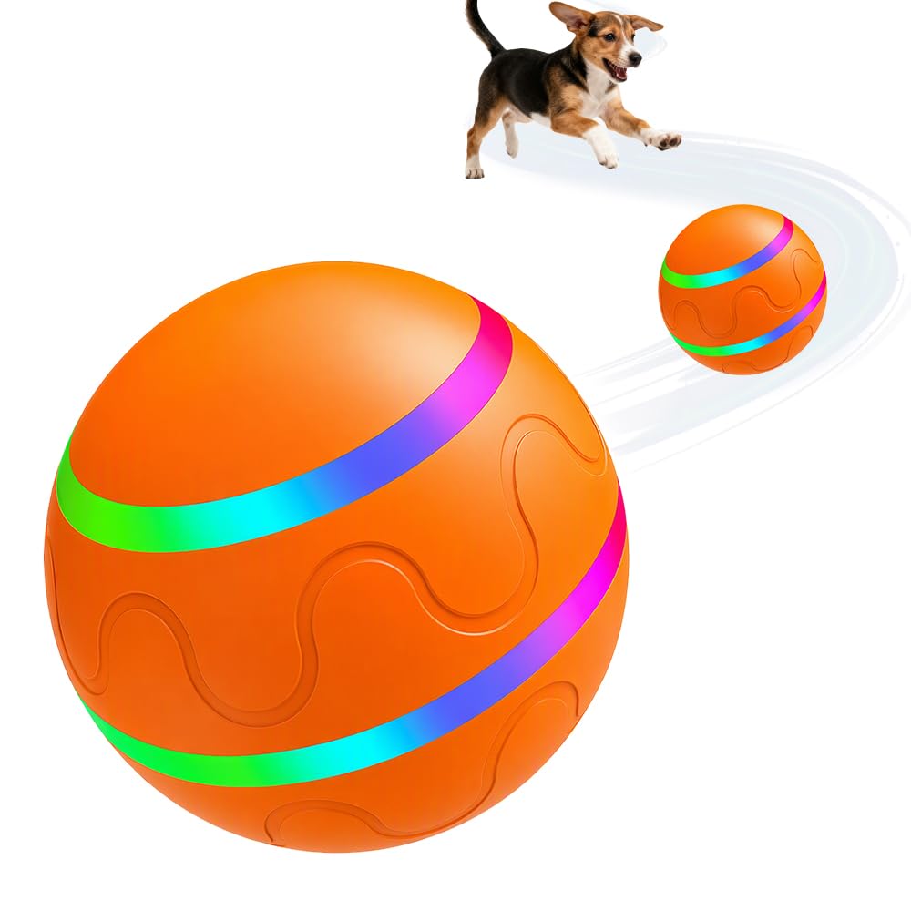 AIIONP Interactive Dog Ball Toy, Auto-Bouncing Smart Pet Ball for Dogs & Cats (Orange)
