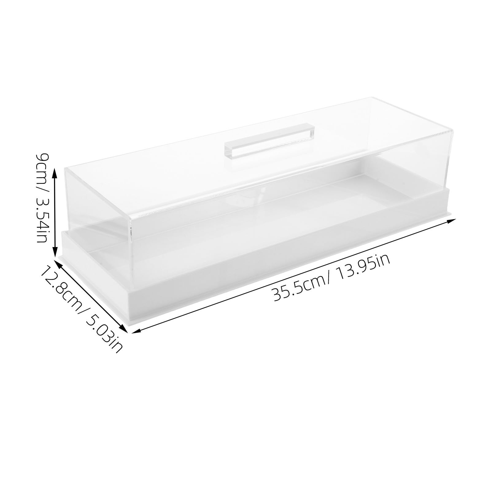 Soporte para Pasteles de Acrílico Blanco con Tapa Removible y Diseño Rectangular Moderno, Fácil de Limpiar para Panadería y Reuniones en Casa
