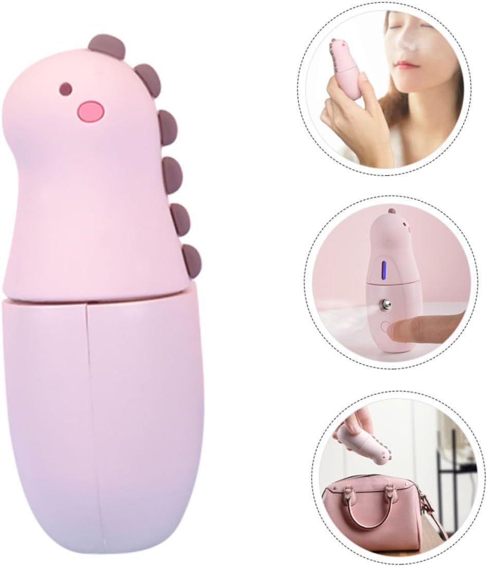 Vaguelly 1pc Portable Dinosaur Facial Steamer USB Rechargeable Hydrating Mister for Go Skin Moisturizing Handheld Design for Instant Hydration and Soothing Dry Skin