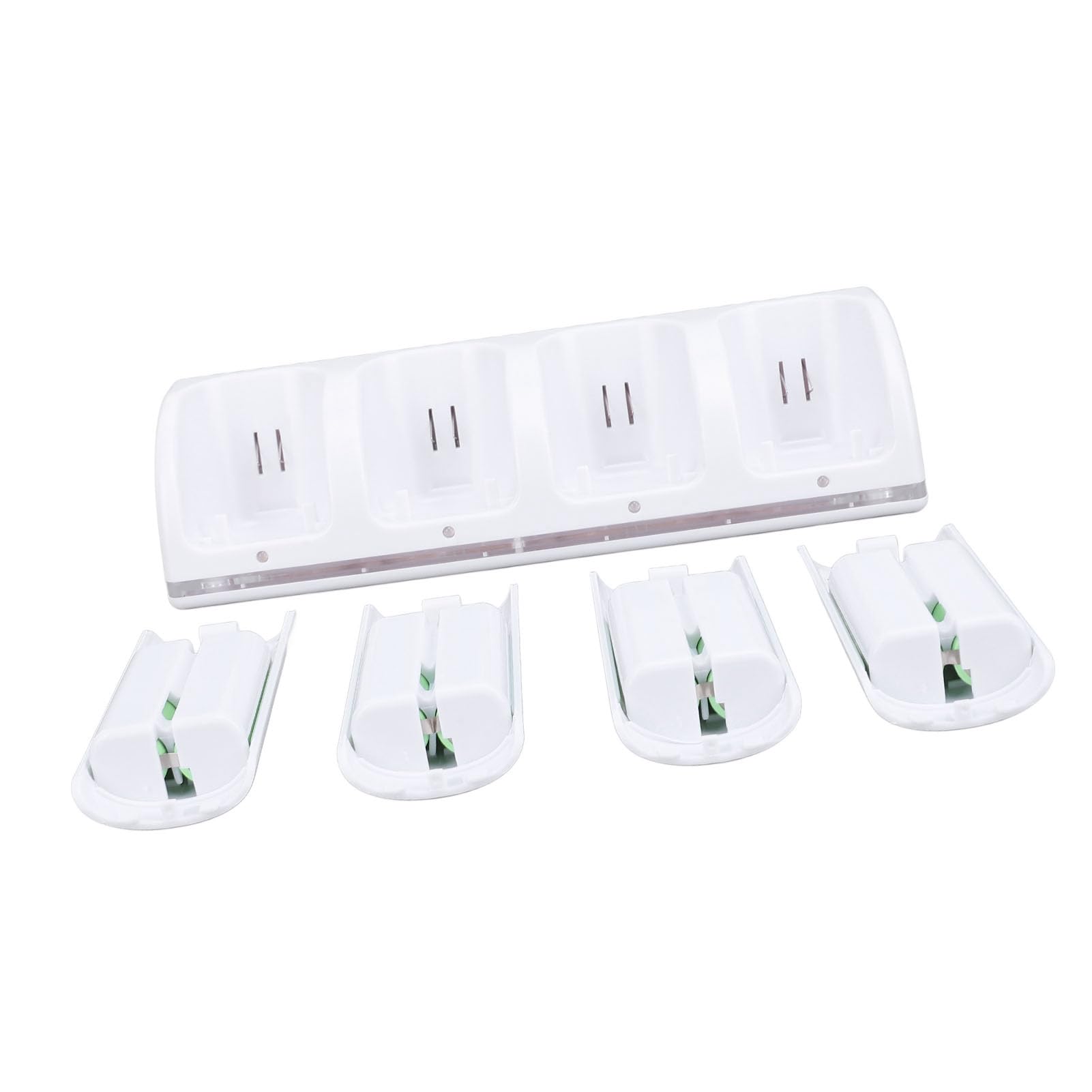 Caricatore per Telecomando, Stazione Dock di Ricarica 4 in 1 con Batterie Ricaricabili 4 Pezzi da 2800 MAh, con Indicatori Luminosi a LED, per Telecomando (WHITE)