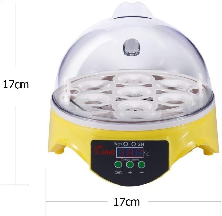 Mini 7 Egg Incubator Digital Automatic Turning Hatcher with Temperature Control for Home Chicken Duck Bird Brooder