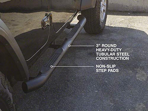 Redrock 4x4 3-Inch Round Curved Side Step Bars; Textured Black Compatible with 18-22 Jeep Wrangler JL 4-Door - Thumbnail 3