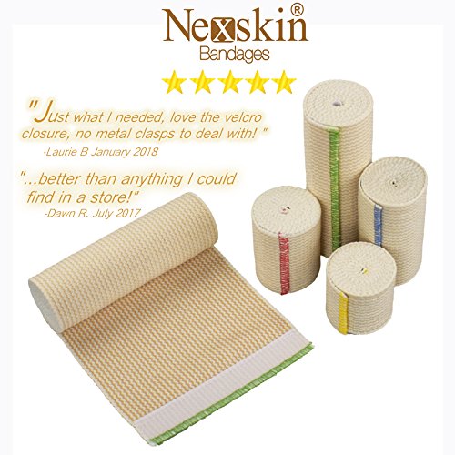NexSkin Elastic Compression Wrap (2” 3" 4" 6" Variety Pack) with Hook and Loop Fasteners at Both Ends | Stretch Cotton Athletic Bandage Roll | Support & First Aid for Sports, Medical, Injury Recovery - Thumbnail 4