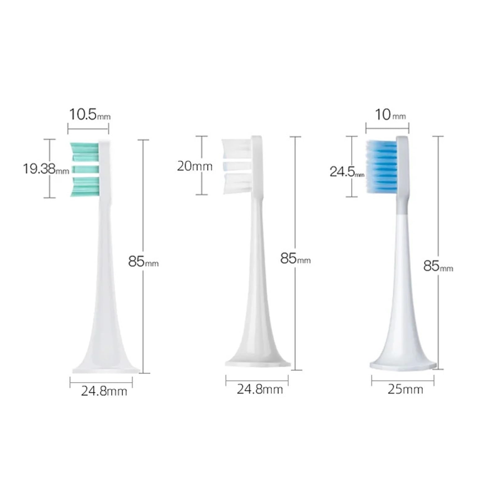 Cabezales, compatible con xiaomi, Mijia T300 T500 T700 | Cabezales para cepillo dental sónico, cerdas suaves, tapa antipolvo, empaque al vacío, niños(10White10Blue)