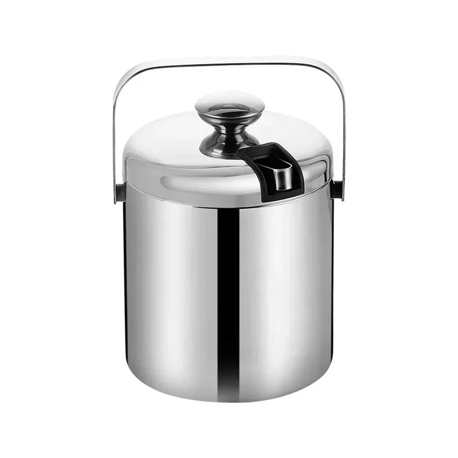 Cubo de Hielo con Pinzas, Doble colador de Pared de 1,3 l, asa, Ideal for Fiestas en casa, Bar, Cerveza, champán, Cubos enfriadores de Acero Inoxidable para Bar, Cumpleaños, Fiestas