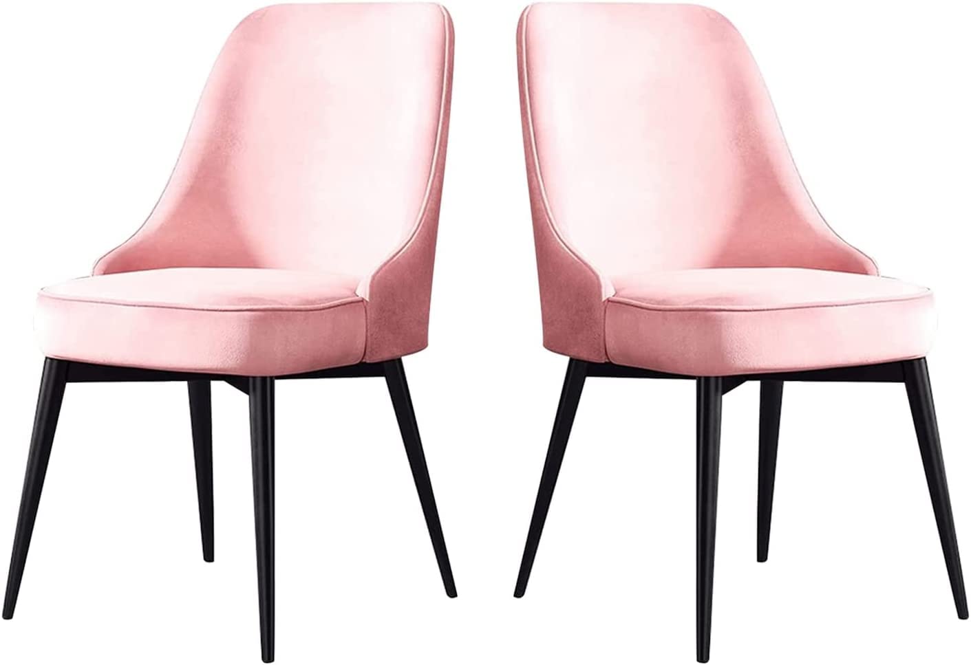 Velvet Kitchen Chairs Set of 2 Office Lounge Dining Bedroom Makeup Chair with Black Legs Living Room Chairs(Pink)