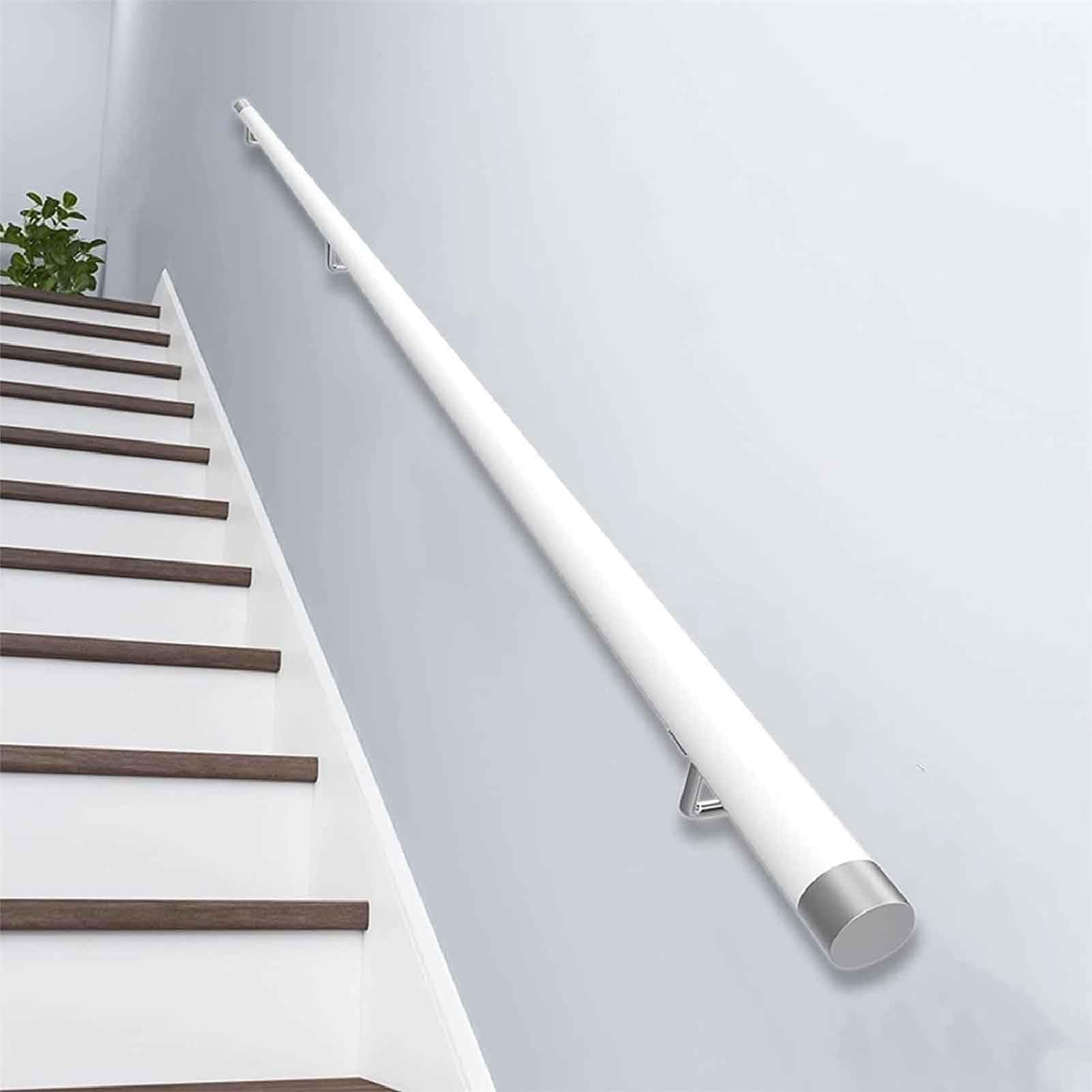 Blanca,100cm, Varilla de Soporte de barandillas de Escalera Redondas Antideslizantes, barandilla de Escalera para Ancianos con Soportes de Acero Inoxidable