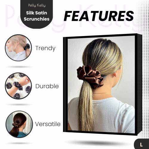 Image of Satin Scrunchies Hair Bands for Women | No-Damage Elastic Hair Ties for Ponytails & Buns | Fluffy & Stylish Rubber Bands | Extra Large Size | Pack of 5