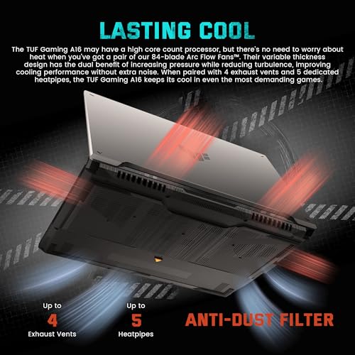Image of ASUS TUF A16 16 inch WUXGA 144Hz Gaming Laptop, AMD Ryzen 7 7445HS, NVIDIA GeForce RTX 4050 6GB GDDR6, 16GB DDR5, 2TB Storage (1TB SSD+1TB Docking Station), RGB Backlit Keyboard, Wi-Fi 6, Win 11, Gray