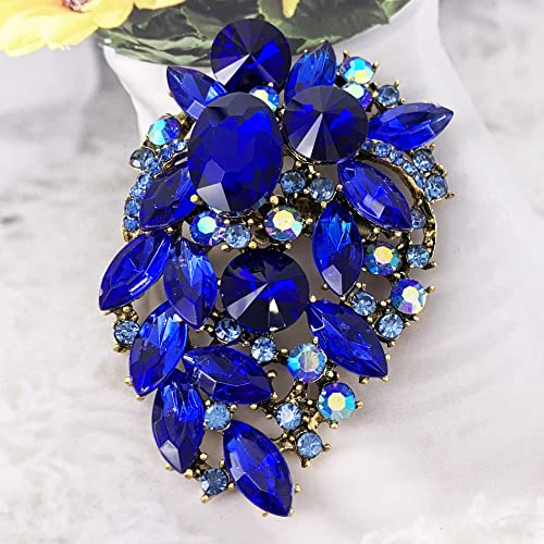 Image of SELOVO Rhinestone Statement Brooch Pin Flower Dress Accessory