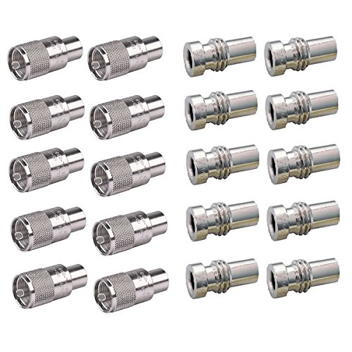 Amphenol LOT of 10 PL-259 CONNECTORS (083-1SP-15RFX) W  UG176 REDUCERS (083-168-RFX)