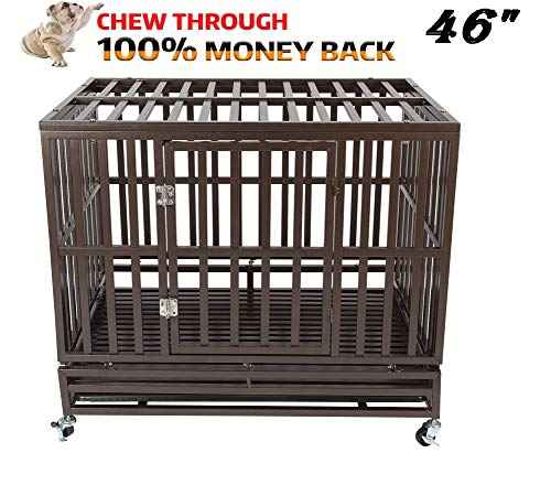 HEIMENT Heavy Duty Dog Crate Cage Kennel Playpen Large Strong Metal for Large