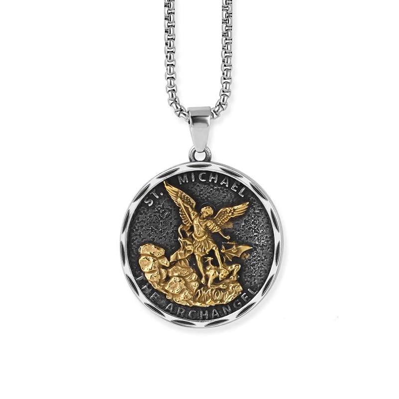 Collier Saint Michael en argent 925 LXGGUC pendentif médaillon de protection chrétienne - 2