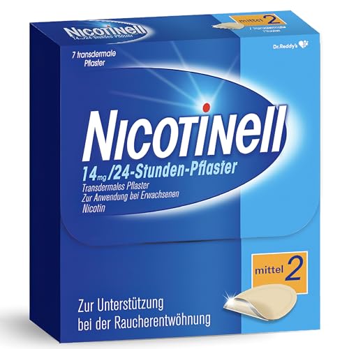 Nicotinell Nikotinpflaster 14 mg - 24 Stunden Wirkung zur Rauchentwöhnung und Linderung von Rauchverlangen - unterstützt beim Rauchen aufhören geeignet für starke Raucher 7 Stück