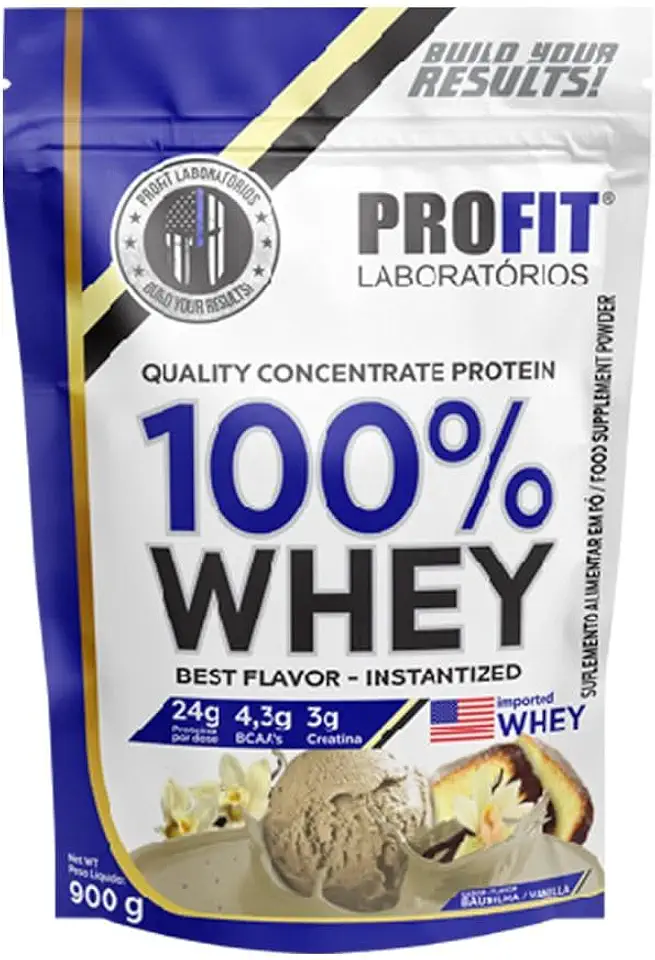 Whey Protein 900g Baunilha Refil + Creatina E Bcaa
