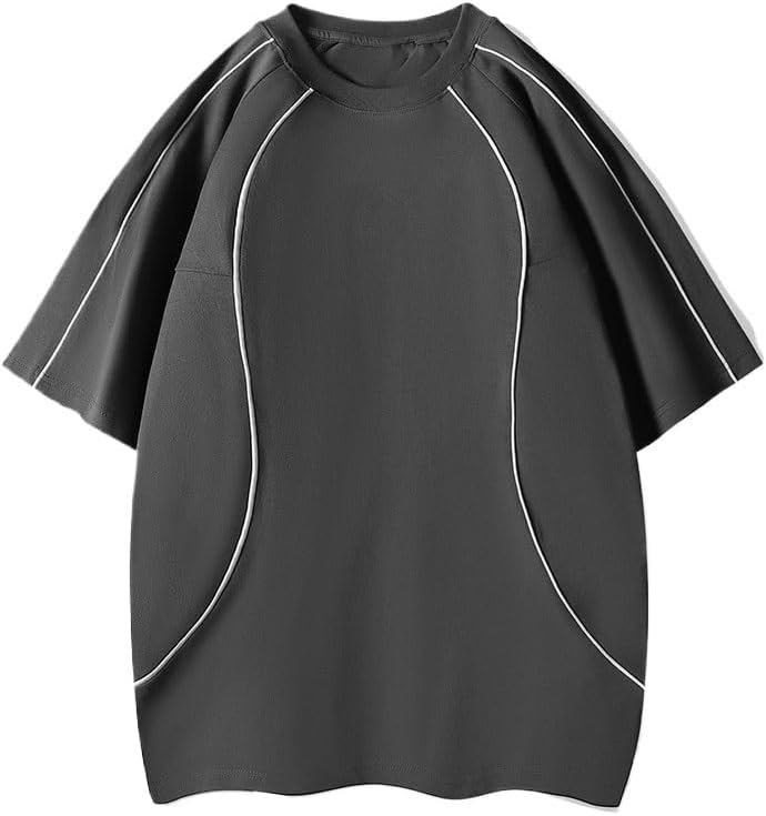 JSEIAJB Casual Loose Round Neck T-Shirt Fashionable Breathable Cotton Blend Hood Short Sleeves Outdoor Sports Versatile Vest(Gray,XX-Large)