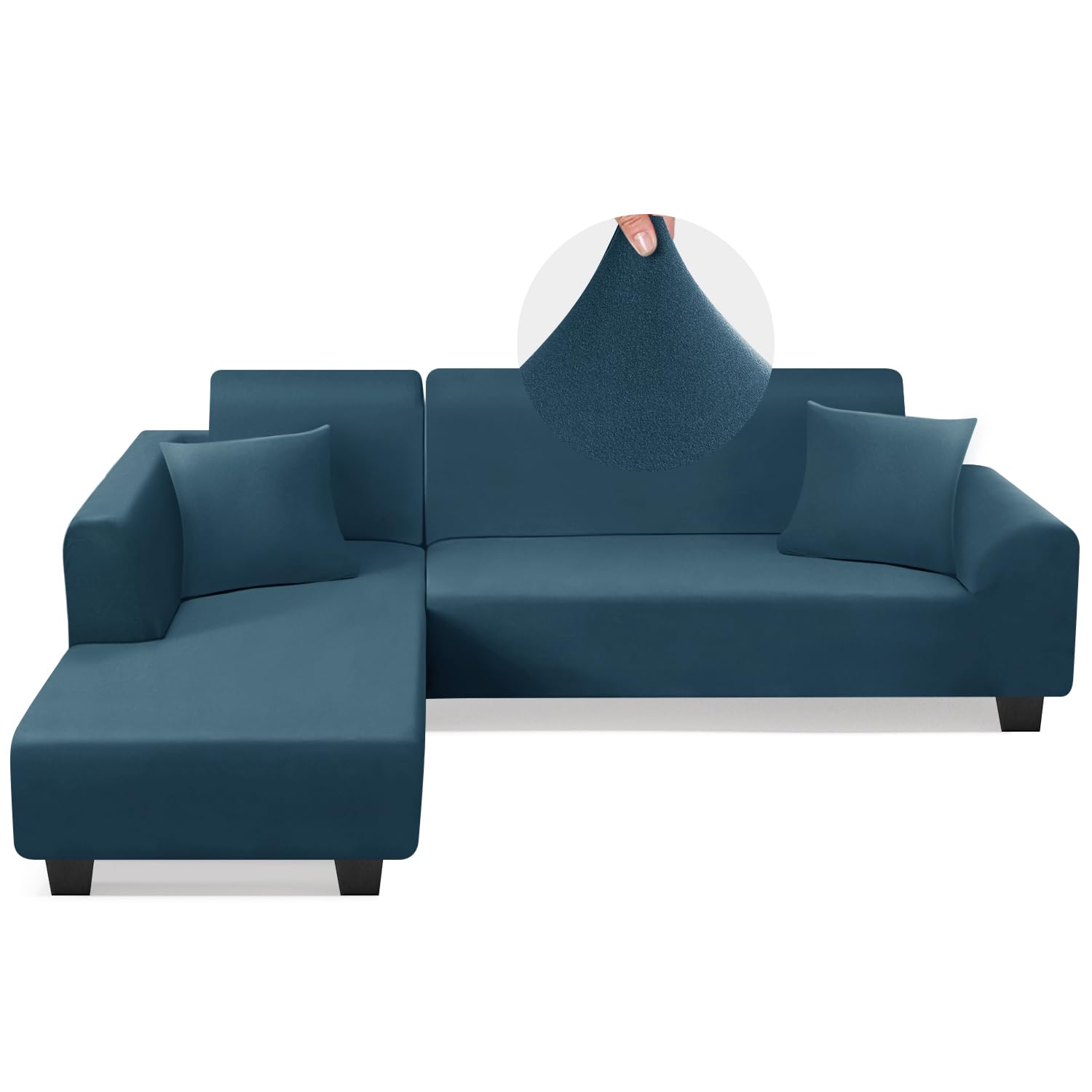 Photo 1 of KinCam Sectional L-Shape Sofa Cover, Peacock Blue