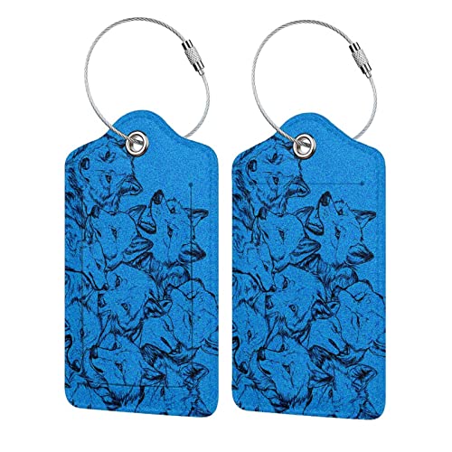 Blauer Wolf Gepäckanhänger für Koffer, Gepäck, Etikettenanhänger für Damen und Herren, Reise, glitzernd, PU-Leder, Gepäck, Name, Adress-Etiketten mit Sichtschutz, langlebige Edelstahlschlaufe, 1 Stück Cover