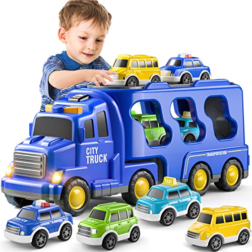 Trucks Toddler Boy Toys Cars For Toddlers 1-3 - 4-In-1 Kids Toys For 3 4 5 6 Years Old Boys Transport Vehicle Carrier Truck, Car Toys Set For Age 3-9, Christmas Birthday Gifts #TOP26