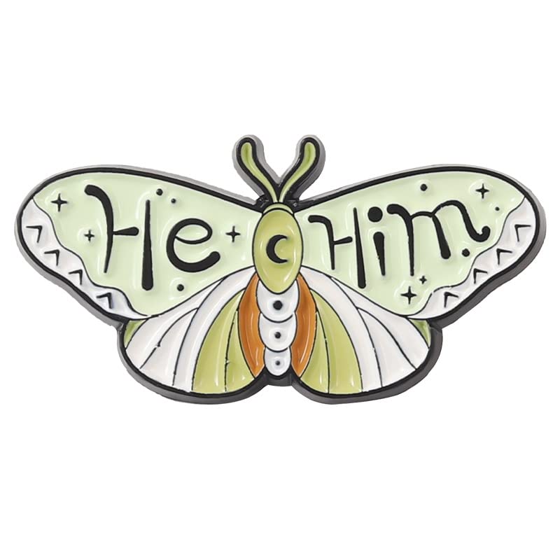 Image of LGBTQ Pronouns Cute Butterfly Pin - She They /He Him /They Them /She Her /He They Gender Identity Bulk Pins for Pride Parade, Daily Wear, Lapel, Hat, Backpack(Free 1pc Pride Sticker Included)