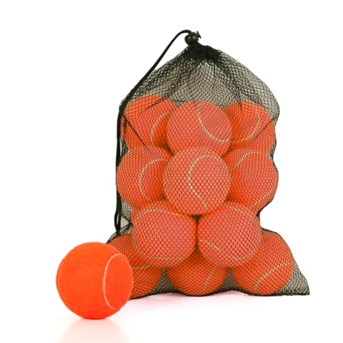 MRYCZ FYRHD Training Tennis Balls – 18 Pack Practice Balls with Mesh Bag, Great for Beginners & Dogs, Bulk Tennis Balls for Training & Play