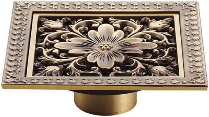 Floor Drains 12cm Square Shower Drain Brass Trap Waste Grate with Hair Strainer Bathroom Accessories