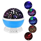 360 Degree Rotating Galaxy LED Night Lighting Lamp - Color Changing Light Up Your Bedroom With This Moon, Star,Sky Romantic LED Nightlight Projector, Best Christmas Gift for Kids Relaxing Sleeping Aid