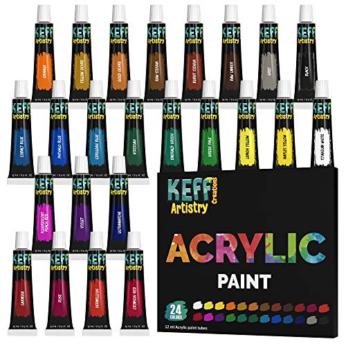 KEFF Creations- Oil Paint Set- Professional Quality Artist Paint Set- 24 Oil Paint Tubes, Rich Pigments, Non-Toxic. Paint for Professional Artist, Students & Beginners Hobby Painters and More.