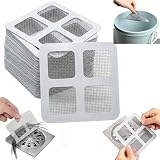 30PCS Disposable Hair Catcher for Shower Drain, Drain Filter Stickers for Bathroom Sink, Easy Peel Anti-Clogging Mesh Covers