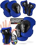 99FLIPS Knieschoner Kinder Schoner Inliner Kinder für Skateboard - Schutzausrüstung Inline Skates Protektoren Kinder Knieschützer, Ellbogen Protektor Schonerset Flash größe S/M in Blau