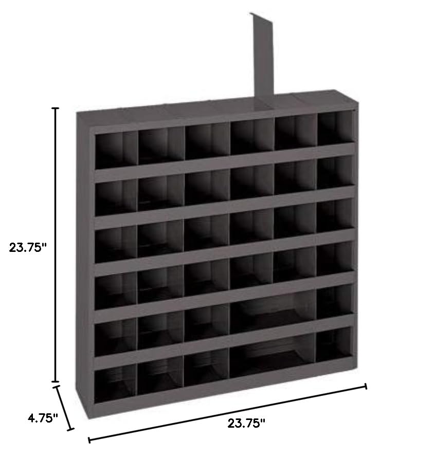 Durham 314-95 Gray Cold Rolled Steel 36 Opening Adjustable Parts Bin, 23-3/4 Width x 4-3/4 Depth x 23-3/4 Height by Durham