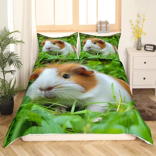 Erosebridal Kid Guinea Pig Duvet Cover Queen Cute Guinea Pig Comforter Cover Rodent Breeds Bedspread Cover Animal Print Bedding Set Breathable Decoration 1 Duvet Cover with 2 Pillow Cases