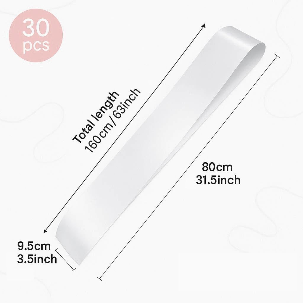 30 Pcs White Blank Satin Sashes for Pageants, Sublimation Blanks Plain Sash to Decorate, 2026 Senior Sash for Birthday, Homecoming, Prom, Wedding, Party