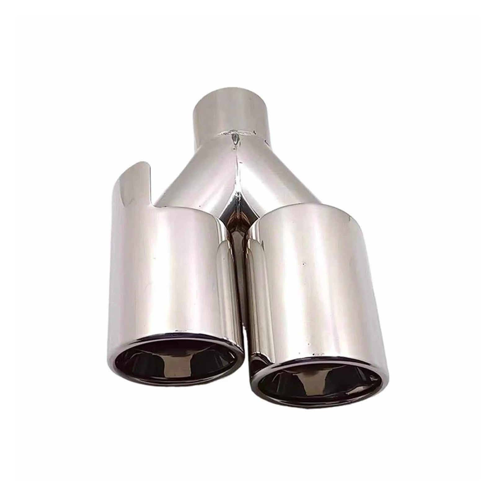 Tubo Scarico Per Automobili 1 Pz Terminale Scarico Doppio In Acciaio Inossidabile Cromato 52 Mm Ingresso 80 M Doppia Uscita Marmitta Con Morsetto Terminale Scarico Auto(Argento)