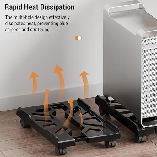 Soporte de computadora ajustable con ruedas, soporte móvil para gabinete de PC, para escritorio en casa y oficina, aumento de altura para CPU miniatura 4