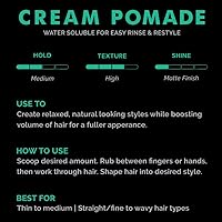 Vista 5 de ZEUS Pomada para el cabello en crema texturizada, sujeción media, brillo natural, pomada de crema soluble en agua para hombres