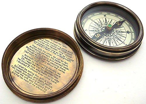 Robert Frost Poem Compass-Pocket Compass W Leather Case Rustic Vintage Home Decor Gifts #TOP3