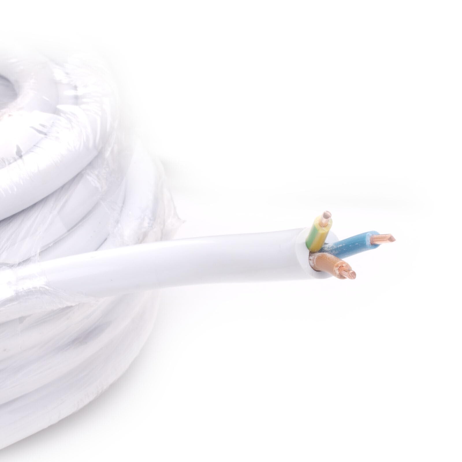 Installationskabel Stromkabel Rundkabel Mantelleitung Elektrokabel rund Feuchtraumkabel YDY NYM-J 3x2,5 mm2 450/750V Kabel Elektroleitung Volldraht 50 m Ring