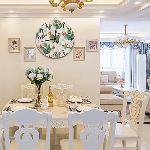 Reloj de Pared dise�o Moderno de 30 cm, Cactus Cactus mexicano de Texas Acuarela tropical Plantas verdes con gotas de llu Reloj de Pared silencioso Digital , Utilizado en la Sala de Estar, la Cocina