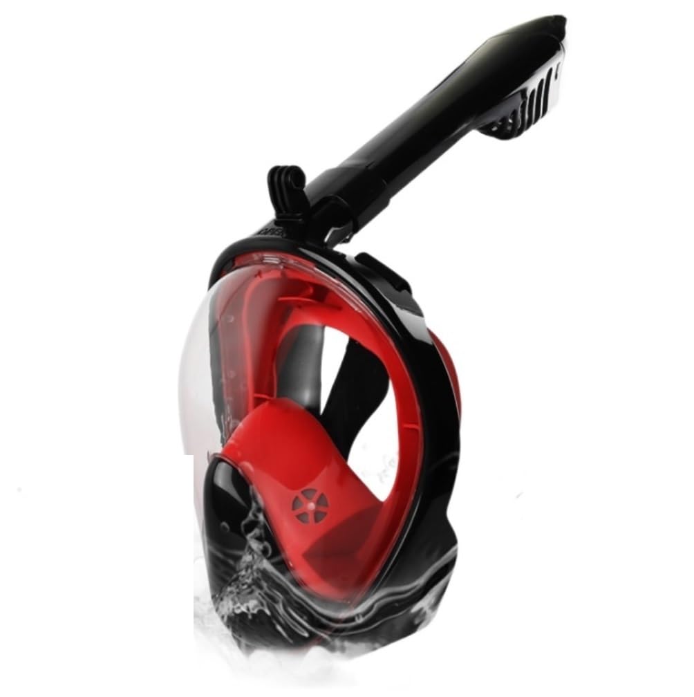 Taucherbrille Erwachsene Schnorchelset Tauchen Schnorcheln Schwimmmaske Mit Kamerahalterung Und Faltbarem Dry Top Schnorchel Tauchmaske (Color : Rood, Size : 13 * 19cm)