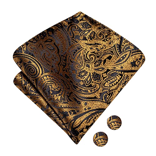 Image of Hi-Tie Bow Ties for Men Pre-Tied Pocket Square with Cufflinks Mens Bowtie Sets for Wedding Formal Party
