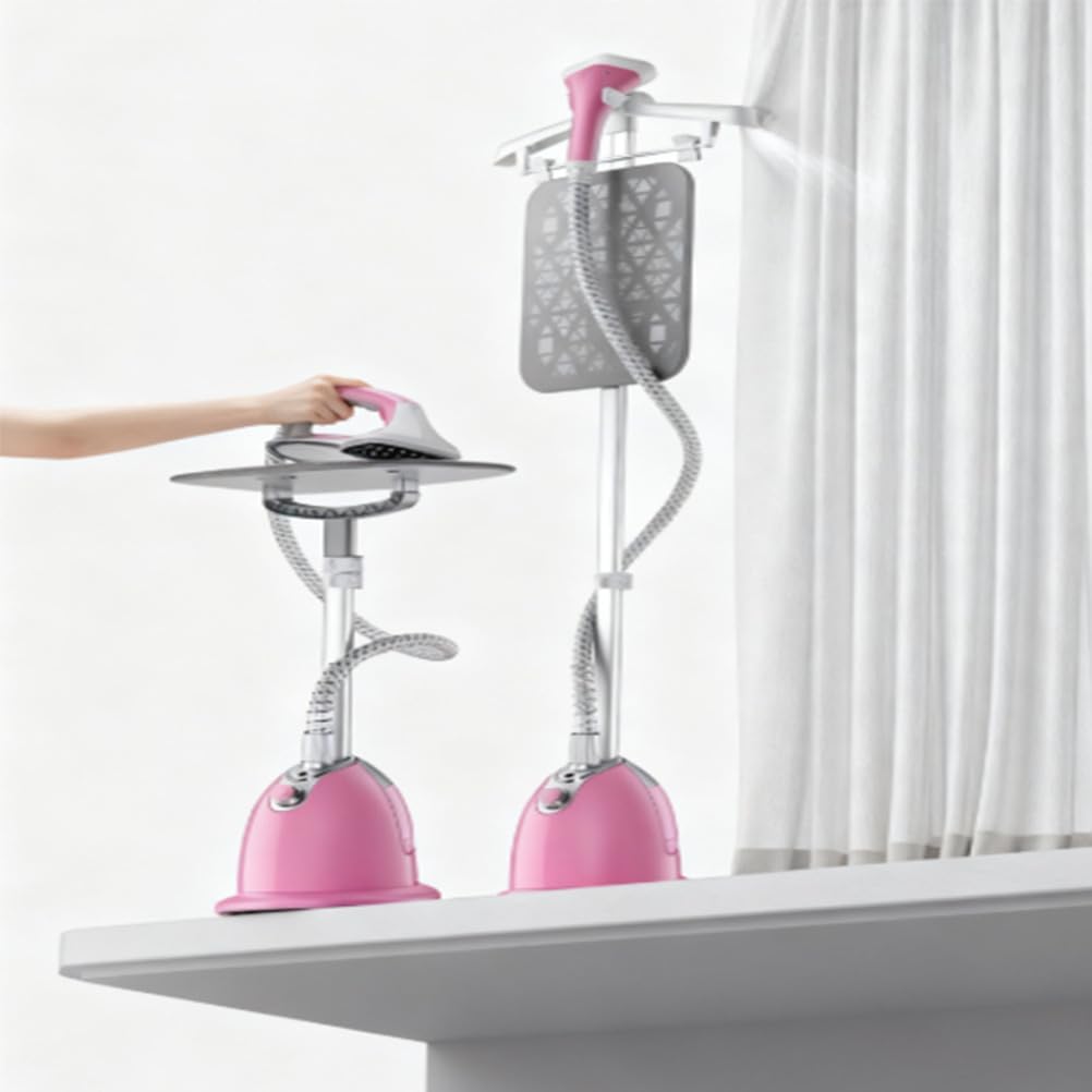 High Power 1800W Standing Garment Steamer with 1.4L Water Tank, Adjustable Pole & Clothes Hanger - Fast Ironing & Fabric Care for Home Use