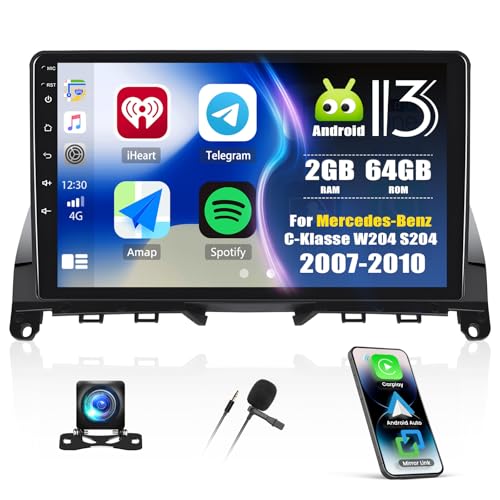 Autoradio Android 13 Mercedes W204 SIXTOP 2G 64G tactile 9 pouces avec navigation GPS et WiFi
