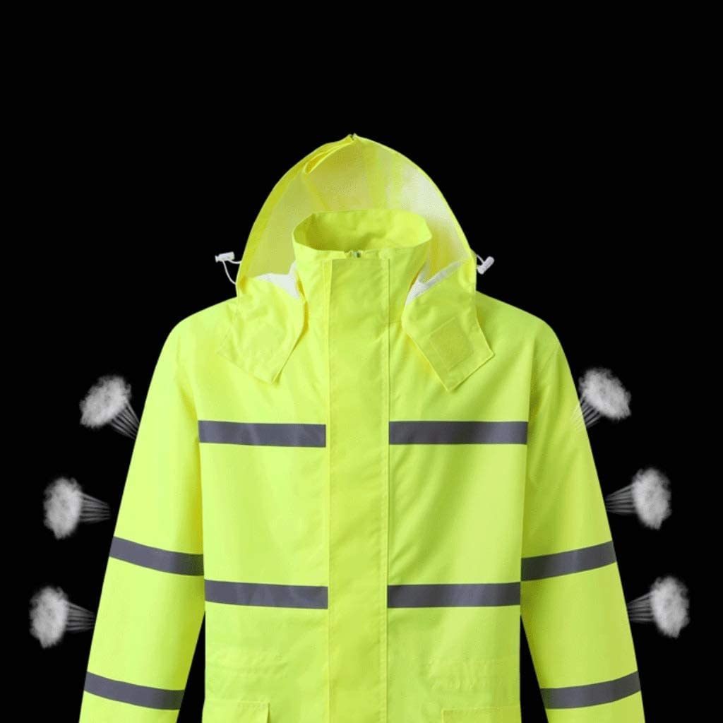 Chaleco reflectante de alta visibilidad, chaqueta de seguridad de tela Oxford, mono impermeable de alta visibilidad de color amarillo fluorescente, chaqueta reflectante de seguridad (verde L)