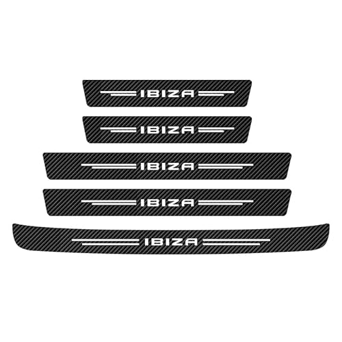 SANQIUTOU 5pcs Car Door Sill Protector Strips for Seat Ibiza,Carbon Fiber Threshold Protective Film Kick Plate Cover Sticker Interior Accessories