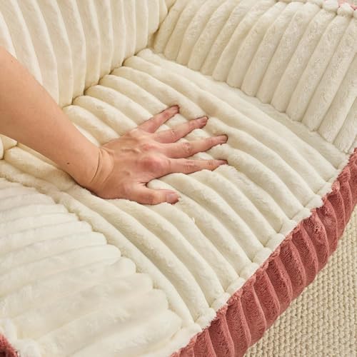 Image of Kisoy Bean Bag Chair, Bean Bag Sofa with Memory Foam Filler for Boys and Girls Soft Faux Fur Fabric Floor Chair for Gaming, Reading Relaxing,Pink