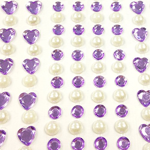 164 Perlas adhesivas Wrapables moradas en forma de corazón para scrapbooking 2