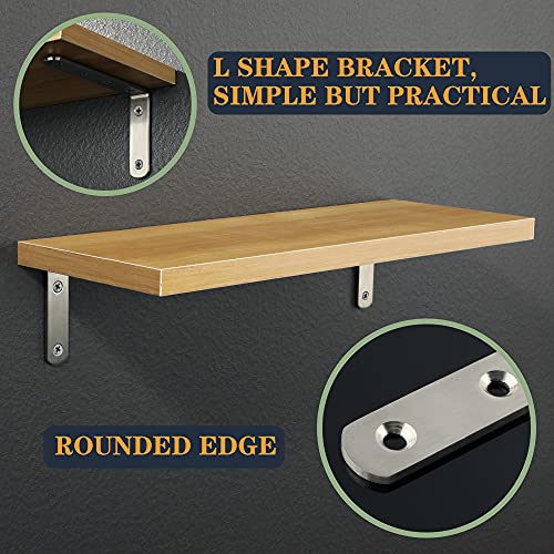 Alise Floating Shelf Brackets,Bracket For Shelves Heavy Duty L Wall Bracket Corner Brace,Joint Angle Bracket For Hanging Support,5X3 Inch Brushed Nickel(Pack Of 4) #TOP3