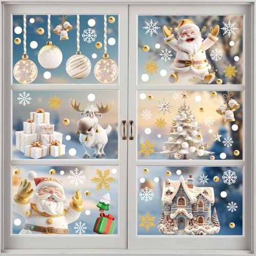 BBLIKE - 9 fogli autoadesivi di Natale e dell’Avvento, con fiocchi di neve, per porte in vetro e finestre