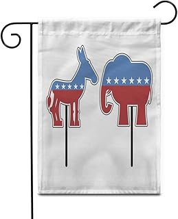 12"x18" Garden Flag Elephant and Donkey Symbols of Democrats Republicans Political Parties Outdoor Home Decor Double Sided Yard Flags Banner for Patio Lawn